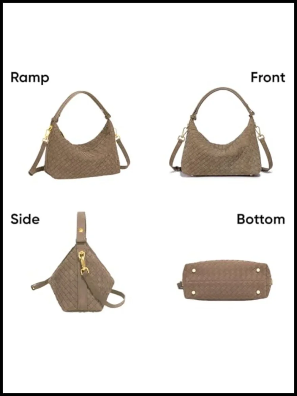Woven Suede Shoulder Bag - Hobo Satchel, Slouchy Crossbody Purse & Tote